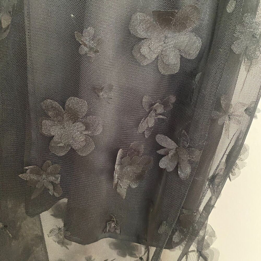 Maeve Sleeveless Mesh 3D Flower Slip Midi Dress Sz 12 Black Whimsigoth Fairy - Picture 5 of 8
